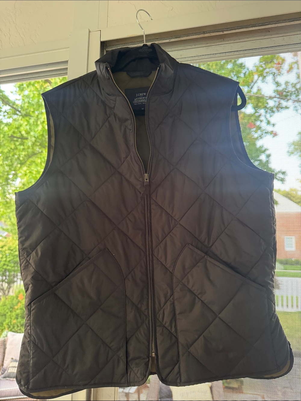 J. Crew Quilted Authentic Outerwear Dark Olive Green Men's Vest Medium NEW $139